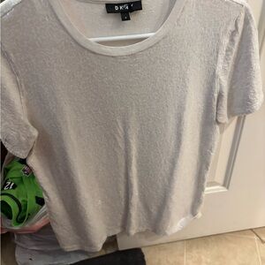 DKNY Women's Short Sleeve Textured Tee - White M